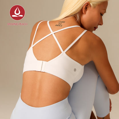 MOVING PEACH Women Sports bra High Support Beauty-back Fitness Top Soft Fixed Bra Cups Gym Training Dance wear ABO2