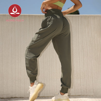 MOVING PEACH Women Jogger Pants High-Rise Full Length Sports Bottom S-XL DLD