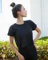 MOVING PEACH Women Fitness T-shirts Sexy Yoga Crop top Loose Quick dry Training Short sleeves BTQ