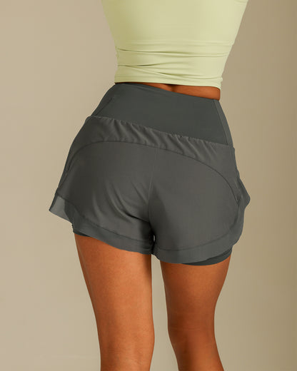 MOVING PEACH Sports Running Shorts High Waist Mesh Training Cycling Shorts with Pocket APG