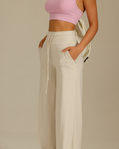 MOVING PEACH Women High-Rise Wide-Leg Pants Comfortable Adjustable Waist String Loose Sports Pants With Pockets ELC3 ELC(wide)