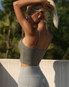 MOVING PEACH Women Sports bra Spaghetti straps Comfort Yoga Top Fixed Bra Cups Fitness Dance Daily Wear GBW 2.0