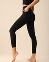 MOVING PEACH Women Sports Compression Leggings High Waist Yoga Pilates Tights with Side Drop-in Pockets CLQ2