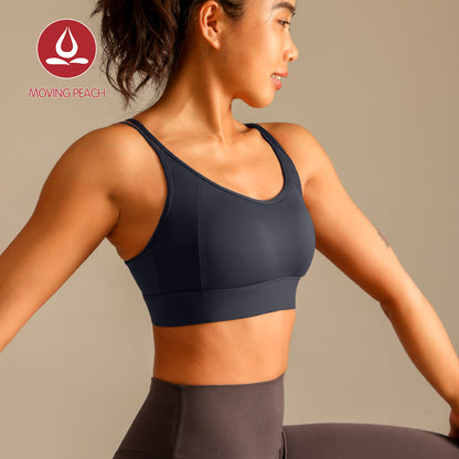 MOVING PEACH Women Sports bra High Support Beauty-back Fitness Top Soft Fixed Bra Cups Gym Training Dance wear ABO2