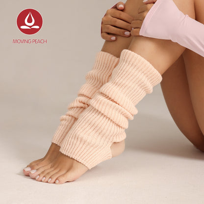MOVING PEACH Footed Leg Warmers for Women Fall Winter Warm Knitted Ribbed Leg Warmers Elegance Comfort Yoga Pilates Barre Ballet Daily wear