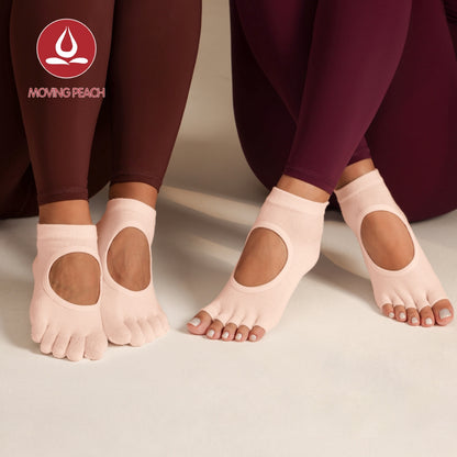 MOVING PEACH Yoga Socks Pilates Socks Soft Breathable Non-Slip Dance Socks Barre Socks