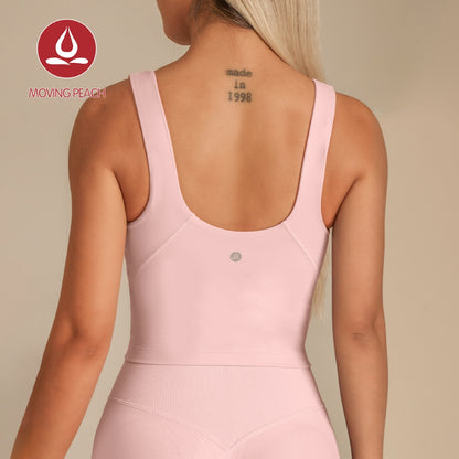 MOVING PEACH Women Sports Tank top Comfort Wide Shoulder Straps Yoga Top Breathable Removable Bra Cups Crop Top Fitness Running Dance Daily Wear AVV(lumair)