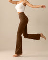 MOVING PEACH Women Flared Pants Buttery-Soft High-rise Yoga Pilates Dance Bell-bottoms with Back Drop-in Waistband Pocket CLL