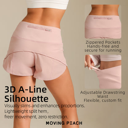 MOVING PEACH Women Sports Shorts High Waist Adjustable Waist String Cycling Shorts Comfort Gym Running Daily wear APR(new)
