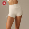 MOVING PEACH Women Yoga Shorts High Waist Butt Lifting Outdoor Running Fitness Shorts 3" With Adjustable Side Bungees CPN