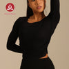 MOVING PEACH Women Modal Ribbed Long Sleeve Slim Fit Pilates Yoga Top Comfort Cinched sides Crop Top Gym Dance Running Daily wear CSS