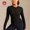 MOVING PEACH Women Yoga Top Ribbed Modal Fabric Slim Fit Pilates Top Soft Button front Sports Longsleeve Gym Running Dance Daily wear BSB