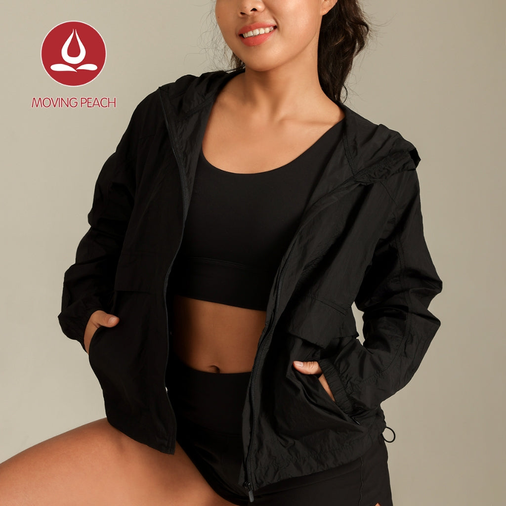 MOVING PEACH Women UV Protection Jacket UPF 50+ Outdoor Running Hoodie Lightweight Full-Zip Windbreaker Jacket BSP
