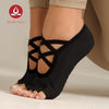 MOVING PEACH Women Yoga Sock Cross Strapping Barre Socks Comfort Non-Slip Five toe design Pilates Socks