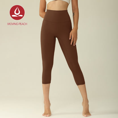 MOVING PEACH Capri Pants Yoga Pants High Waist Buttery Soft Fitness Cropped Pants With Pocket ACT