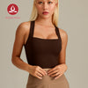 MOVING PEACH Women Sports Tank Top Wide Shoulder Straps Cross-Back Yoga Top Breathable Soft Removable Bra Cups Gym Dance Daily wear BVX2