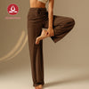 MOVING PEACH Women High-Waisted Wide-Leg Pants Antibacterial Fabric Loose Sports Pants with Adjustable Waist String Yoga Running Dance Daily Wear ELC2