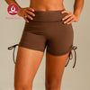 MOVING PEACH Women Yoga Shorts High Waist Hip up Sports Shorts with Adjustable Side String Comfort Breathable Running Gym Dance Daily wear CPN2