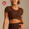 MOVING PEACH Women Gym Shirt Breathable Running Sports T-shirts Comfort Yoga Top Daily Wear CTU
