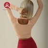 MOVING PEACH Women Halter Top Soft Yoga Sports Longsleeve Removable Cups Pilates Dance Crop Top With Thumbhole ASE