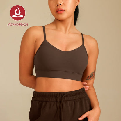 MOVING PEACH Women Sports Bra Comfort Adjustable Straps Yoga Top Removable Bra Cups Fitness Dance Daily wear ABI