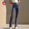 MOVING PEACH Women Flared Pants High-rise Dance Training Bell-bottoms Sports Fitness Back Pockets DLN