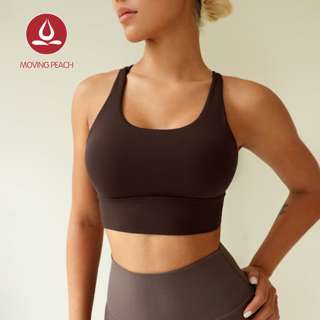 MOVING PEACH Women Sports bra Medium Support Shockproof Beauty-back Running Training Bra Removable Bra Cups Fitness Cycling wear ABO(upgraded)