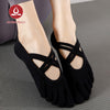 MOVING PEACH Women Sports Sock Breathable Five toe design Yoga Sock Cross Strapping Non-slip Barre Socks