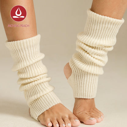 MOVING PEACH Footed Leg Warmers for Women Fall Winter Warm Knitted Ribbed Leg Warmers Elegance Comfort Yoga Pilates Barre Ballet Daily wear