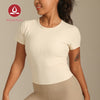 MOVING PEACH Women Sports T-shirts Slim fit Ribbed Yoga Short Sleeve Comfort Pilates Fitness Dance Daily wear BTR