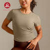 MOVING PEACH Women Sports T-shirts Slim fit Ribbed Yoga Short Sleeve Comfort Pilates Fitness Dance Daily wear BTR