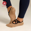 MOVING PEACH Women Yoga Sock Cross Strapping Barre Socks Comfort Non-Slip Five toe design Pilates Socks