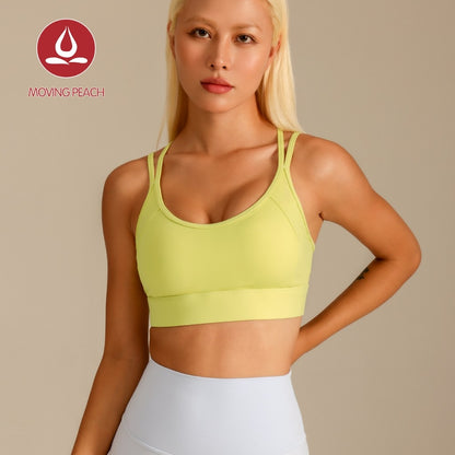 MOVING PEACH Women Sports bra High Support Beauty-back Fitness Top Soft Fixed Bra Cups Gym Training Dance wear ABO2