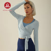 MOVING PEACH Women Yoga Fitness Long Sleeve Lightweight 2 Way Tie-up Sports Top Breathable Daily Wear ASQ