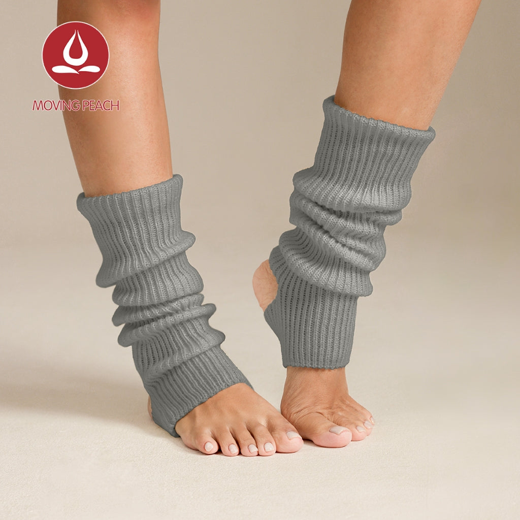 MOVING PEACH Footed Leg Warmers for Women Fall Winter Warm Knitted Ribbed Leg Warmers Elegance Comfort Yoga Pilates Barre Ballet Daily wear
