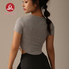 MOVING PEACH Women Sports Yoga T-shirts Skinny Dri-fit Fitness Top with Padded ATE