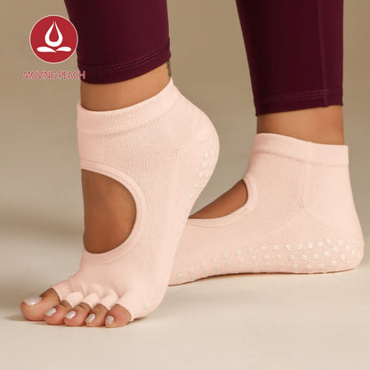 MOVING PEACH Yoga Socks Pilates Socks Soft Breathable Non-Slip Dance Socks Barre Socks