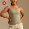 MOVING PEACH Women Sports Tank Top Adjustable Straps Yoga Top Soft Removable Bra Cups Gym Pilates Dance Daily wear CVU
