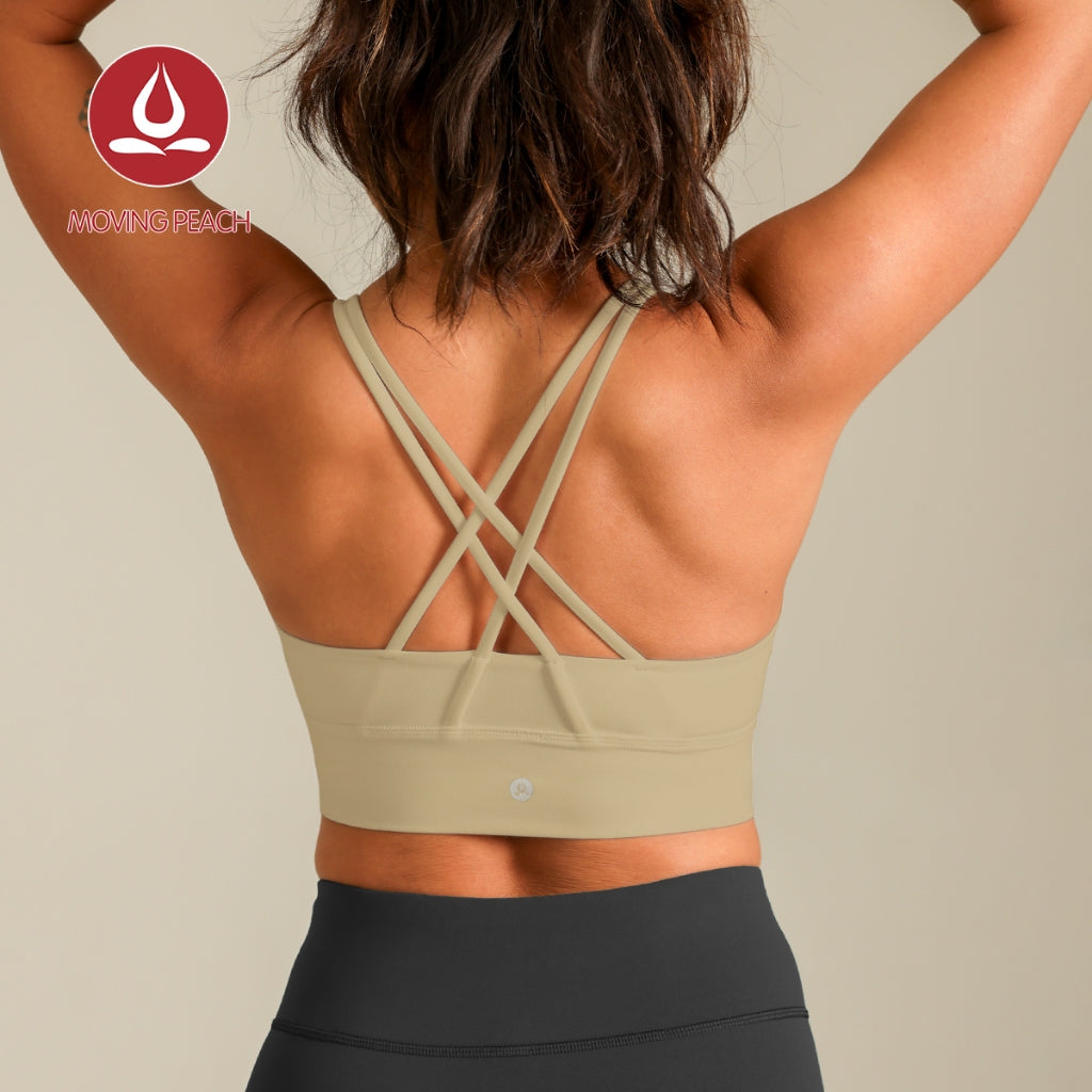 MOVING PEACH Women Sports bra Medium Support Shockproof Beauty-back Running Training Bra Removable Bra Cups Fitness Cycling wear ABO(upgraded)