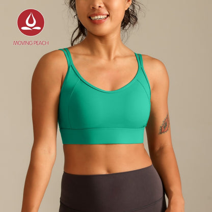 MOVING PEACH Women Sports bra High Support Beauty-back Fitness Top Soft Fixed Bra Cups Gym Training Dance wear ABO2