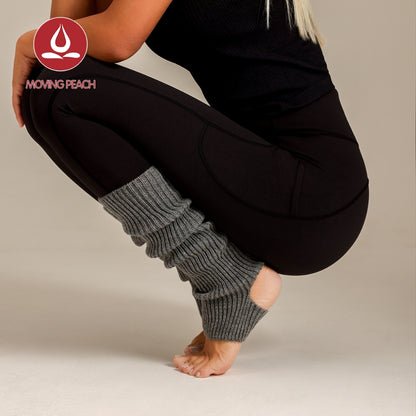 MOVING PEACH Footed Leg Warmers for Women Fall Winter Warm Knitted Ribbed Leg Warmers Elegance Comfort Yoga Pilates Barre Ballet Daily wear