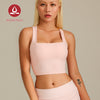 MOVING PEACH Women Sports Tank Top Wide Shoulder Straps Cross-Back Yoga Top Breathable Soft Removable Bra Cups Gym Dance Daily wear BVX2