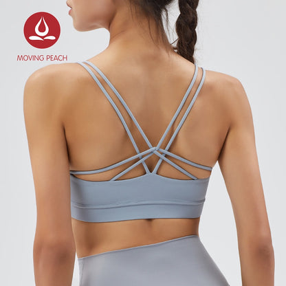 MOVING PEACH Women Sports bra Double shoulder straps Nude fabric Yoga Fitness Bra CBM