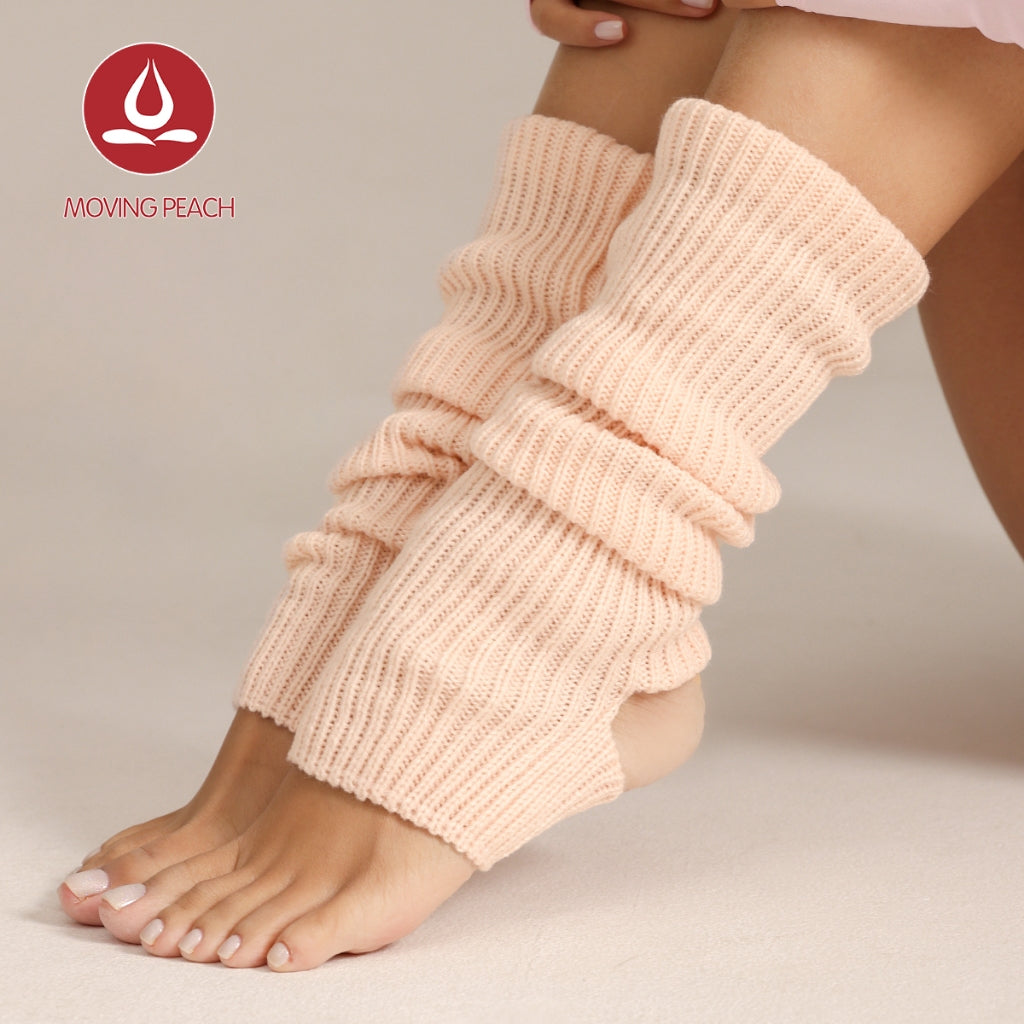 MOVING PEACH Footed Leg Warmers for Women Fall Winter Warm Knitted Ribbed Leg Warmers Elegance Comfort Yoga Pilates Barre Ballet Daily wear