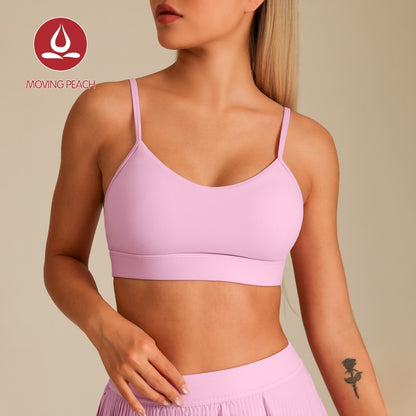 MOVING PEACH Women Sports Bra Comfort Adjustable Straps Yoga Top Removable Bra Cups Fitness Dance Daily wear ABI