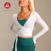 MOVING PEACH Women Sports Longsleeve Dual-Style Wear Design Wrap around style Crop Top Comfort Yoga Pilates Dance Daily wear ASQ(new)
