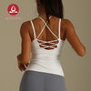 MOVING PEACH Tank Top Woman Breathable Pilates Yoga Top Quick Drying Multi-cross Camisole Sports Fitness Running Dance Sleeveless Top With Removable Pads AVH
