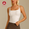MOVING PEACH Women Sports Tank Top Comfort Square neck Racerback Yoga Top Fixed Bra Cups Pilates Fitness Dance Daily wear CVI