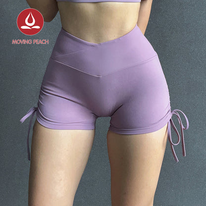 MOVING PEACH Sports shorts Drawstring High waist Skinny Yoga Pants CPN3