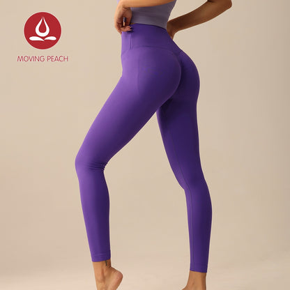 MOVING PEACH Women Seamless Yoga Leggings Butt Lifting V-shaped Waistband Design Sports Pants Squatproof Beathable Fitness Pants ALX